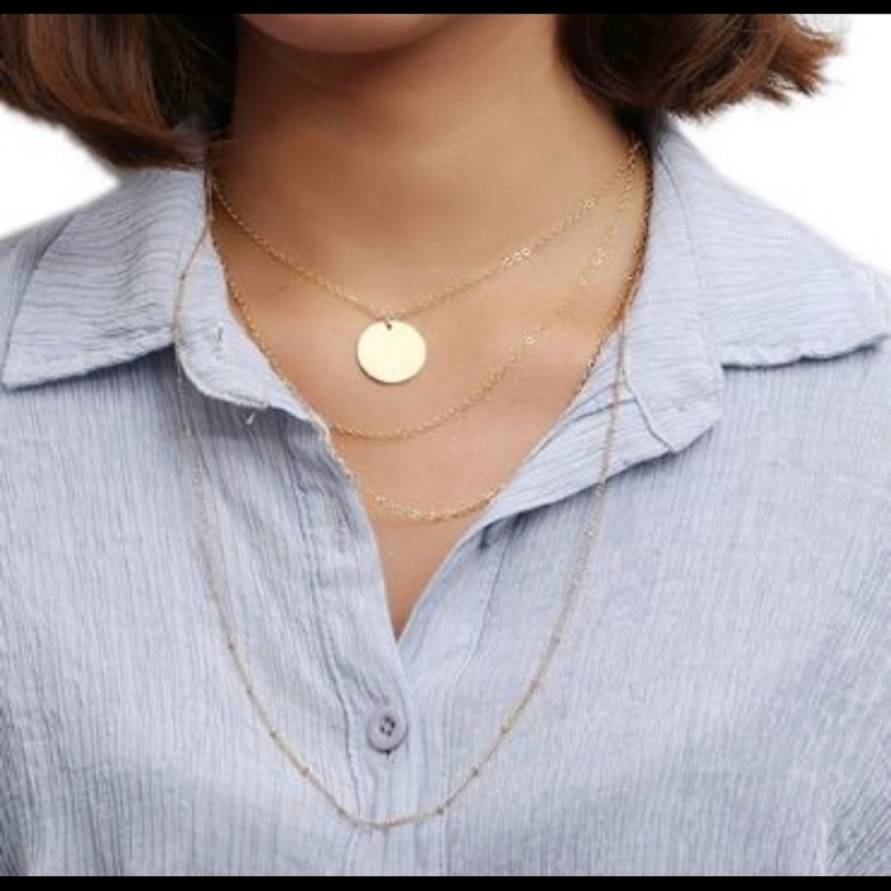 Boutique Multi-layered Coin Necklace Gold Color Simple Dainty Style